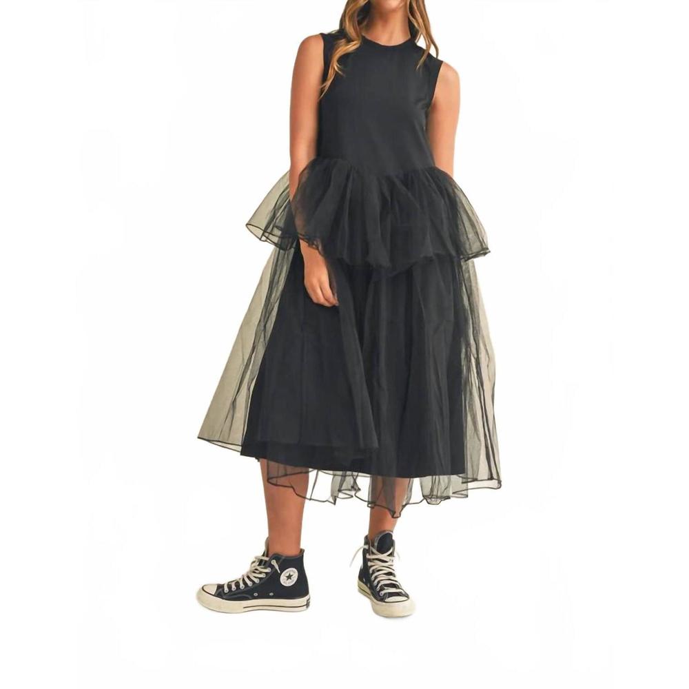 NEW AMABLE talia tule dress in black